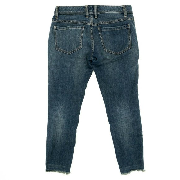 🥳HP🥳Free People Frayed Hem & Knees Blue Jeans Gold Zipper - Picture 5 of 7